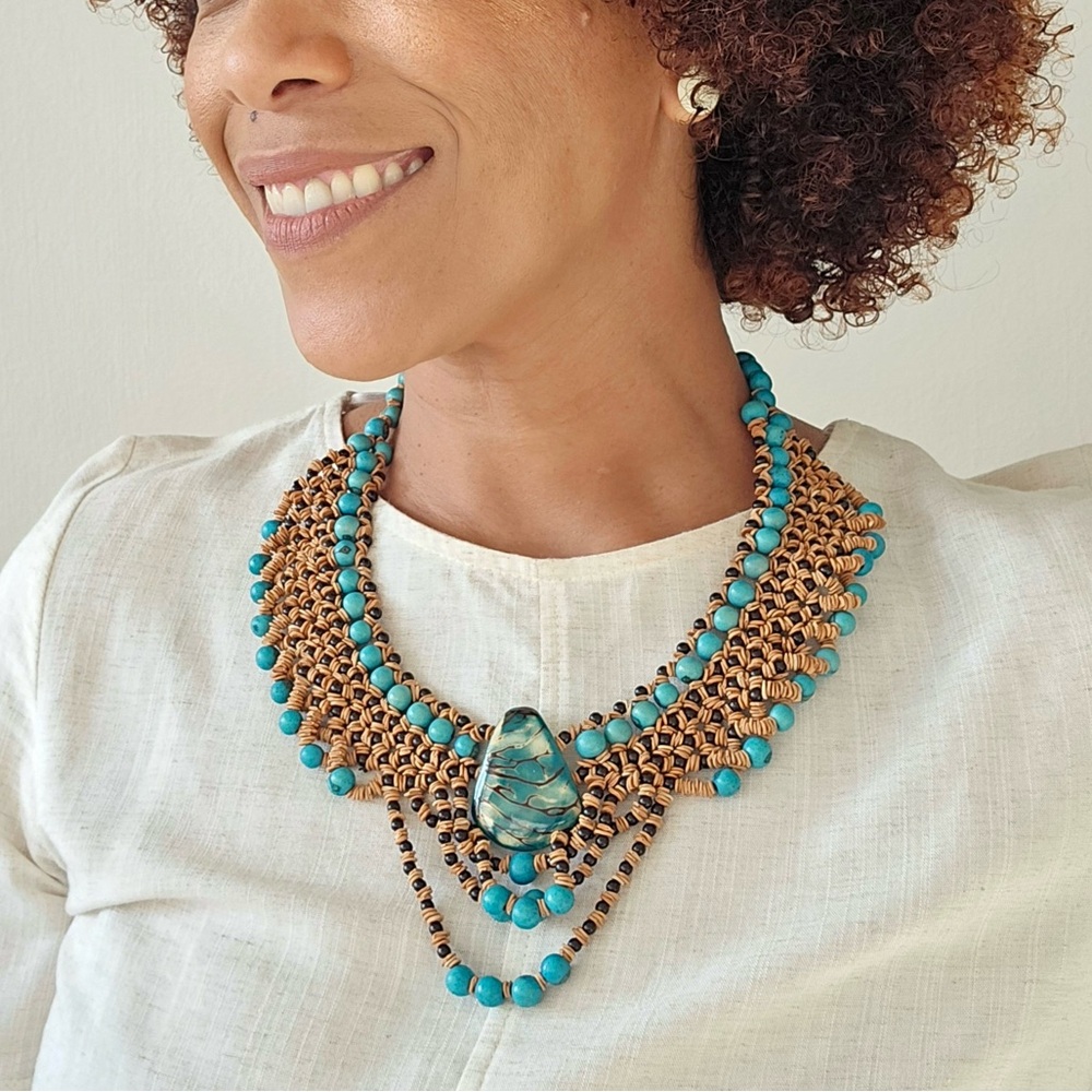 Native Brazilian Handmade Necklace- Made out of Jarina (Vegetal Ivory) and Açaí
